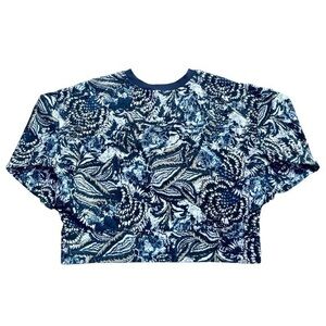 Joie Navy Blue Paisley Printed Cropped‎ Sweatshirt Size Large